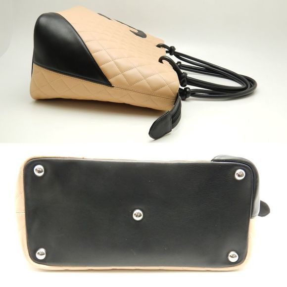 Chanel Cambon Line Large Tote Calf Beige Black - Picture 3 of 7